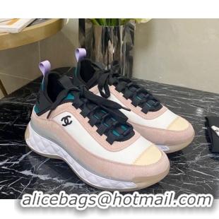 Top Grade Chanel Suede Sneakers G35617 01 Beige/Pink 2020