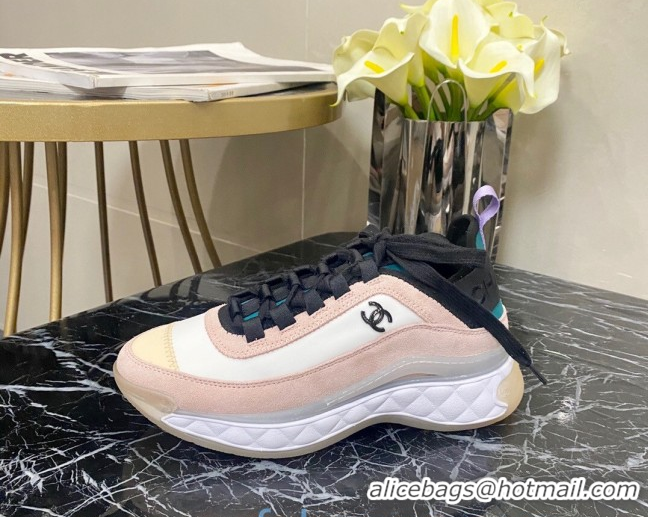 Top Grade Chanel Suede Sneakers G35617 01 Beige/Pink 2020