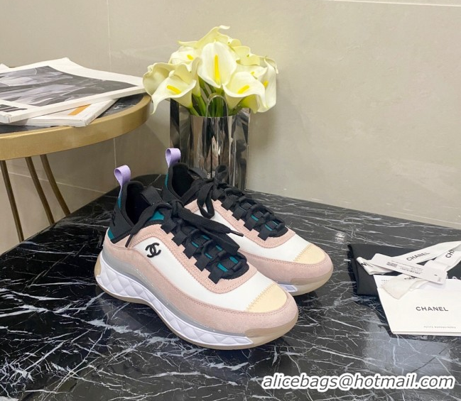 Top Grade Chanel Suede Sneakers G35617 01 Beige/Pink 2020