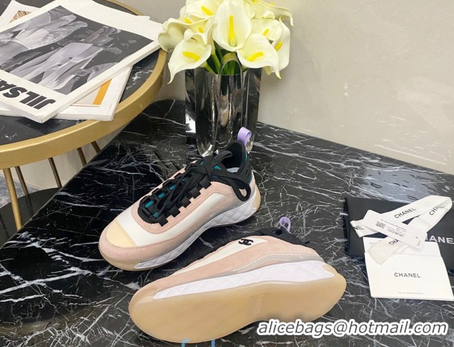 Top Grade Chanel Suede Sneakers G35617 01 Beige/Pink 2020