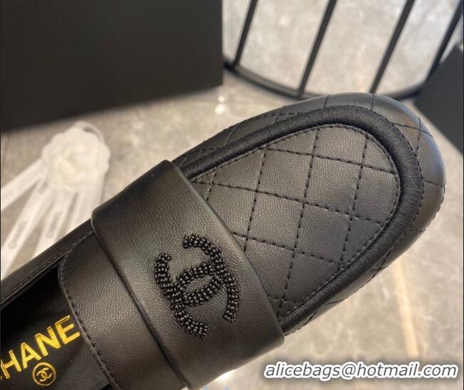 Stylish Chanel Quilted Calfskin Matte Flat Loafers 02155 All Black 2020