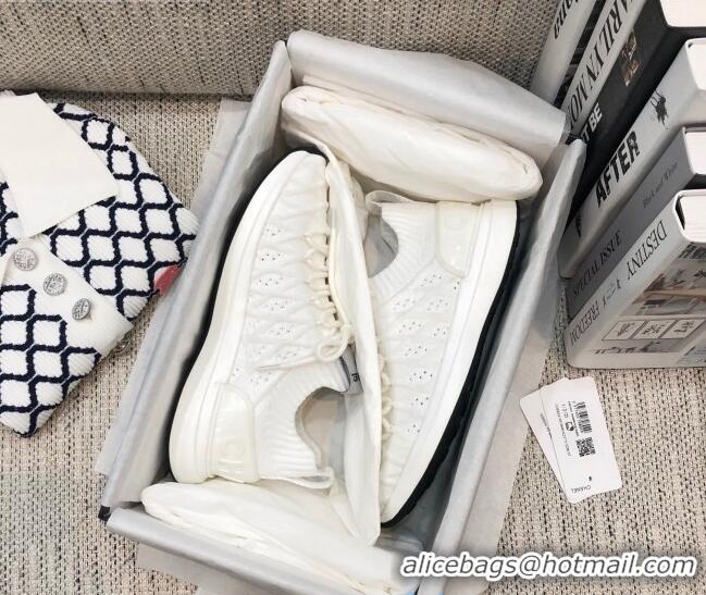 Shop Duplicate Chanel Quilted Knit Wool Sneakers 02167 White 2020