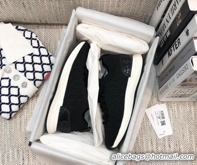 Top Quality Chanel Quilted Knit Wool Sneakers 02167 Black 2020