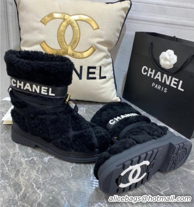 Grade Quality Chanel Quilted Ties Wool Short Boots 20102203 Black 2020