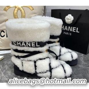 Best Quality Chanel Quilted Ties Wool Short Boots 20102204 White 2020