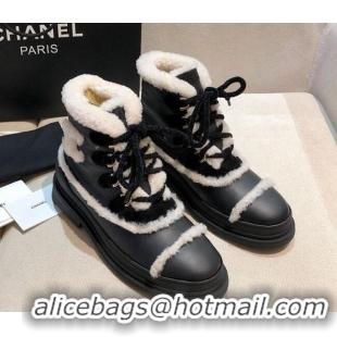 Charming Chanel Leather Cashmere Short Boots 20102206 Black 2020