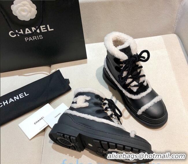 Charming Chanel Leather Cashmere Short Boots 20102206 Black 2020