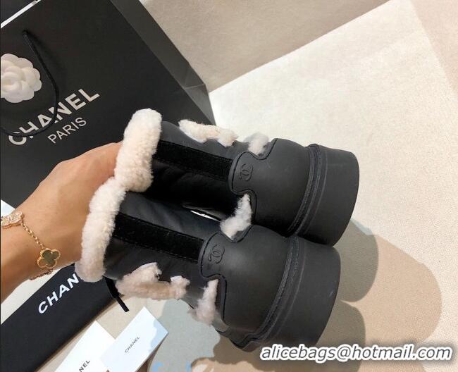 Charming Chanel Leather Cashmere Short Boots 20102206 Black 2020