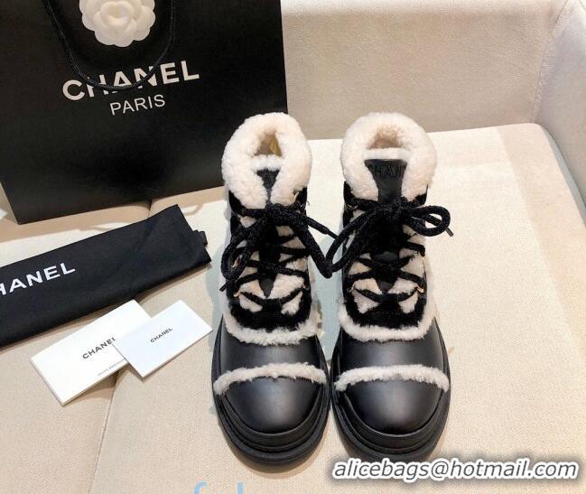 Charming Chanel Leather Cashmere Short Boots 20102206 Black 2020