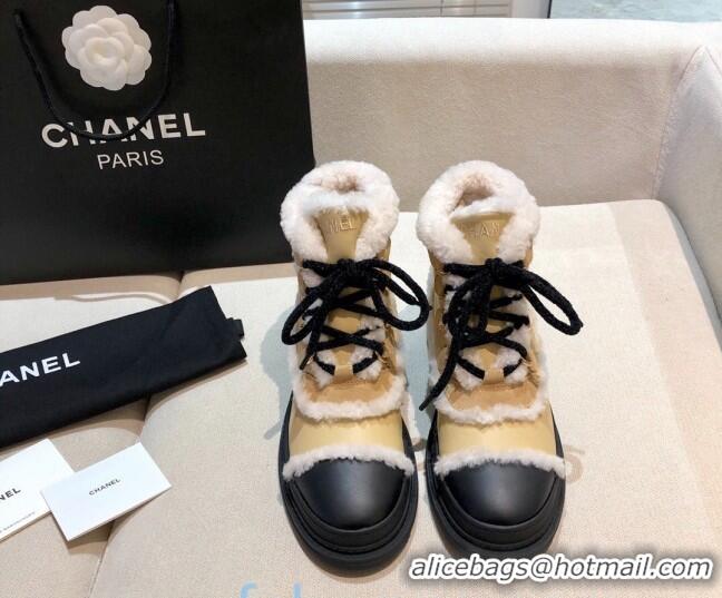 Best Price Chanel Leather Cashmere Short Boots 20102207 Apricot 2020