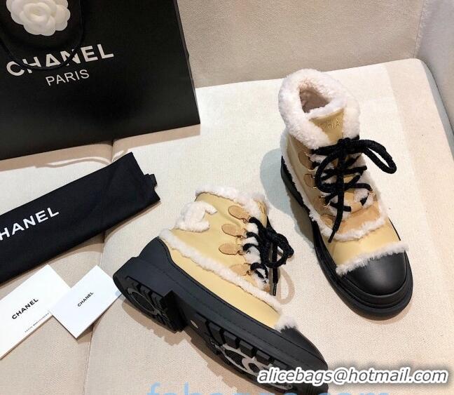 Best Price Chanel Leather Cashmere Short Boots 20102207 Apricot 2020