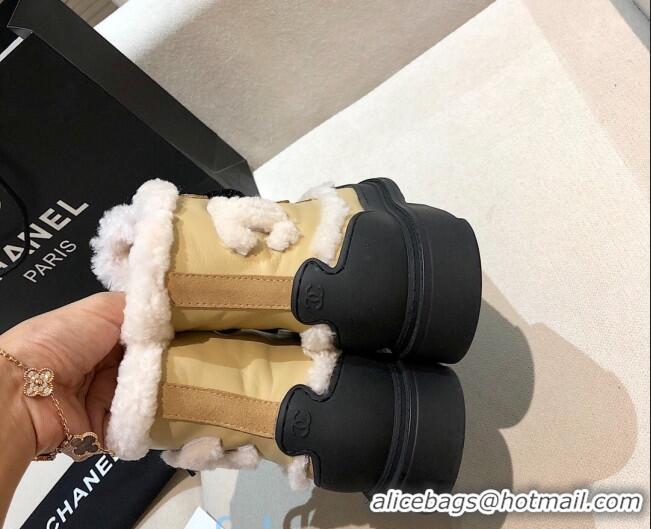 Best Price Chanel Leather Cashmere Short Boots 20102207 Apricot 2020