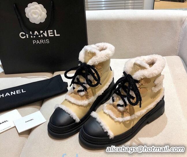 Best Price Chanel Leather Cashmere Short Boots 20102207 Apricot 2020