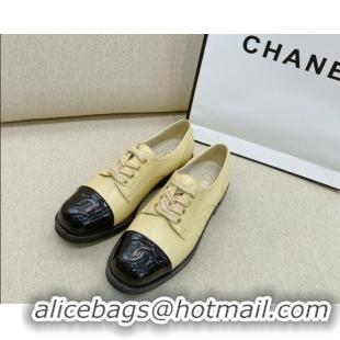 Lowest Cost Chanel Vintage Lambskin Lace-ups Brogue Shoes 02234 Apricot 2020