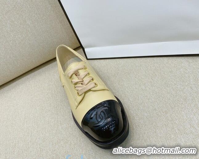 Lowest Cost Chanel Vintage Lambskin Lace-ups Brogue Shoes 02234 Apricot 2020