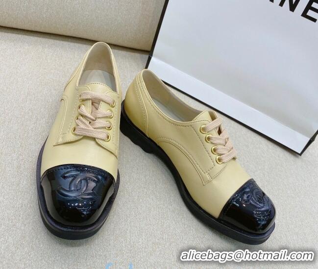 Lowest Cost Chanel Vintage Lambskin Lace-ups Brogue Shoes 02234 Apricot 2020