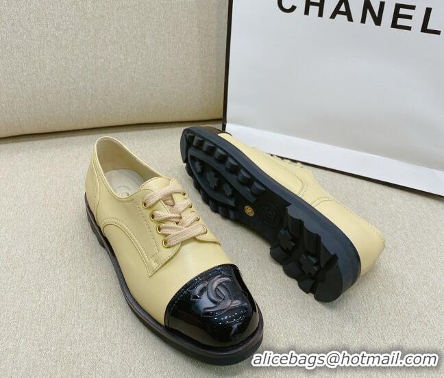 Lowest Cost Chanel Vintage Lambskin Lace-ups Brogue Shoes 02234 Apricot 2020