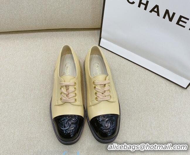 Lowest Cost Chanel Vintage Lambskin Lace-ups Brogue Shoes 02234 Apricot 2020