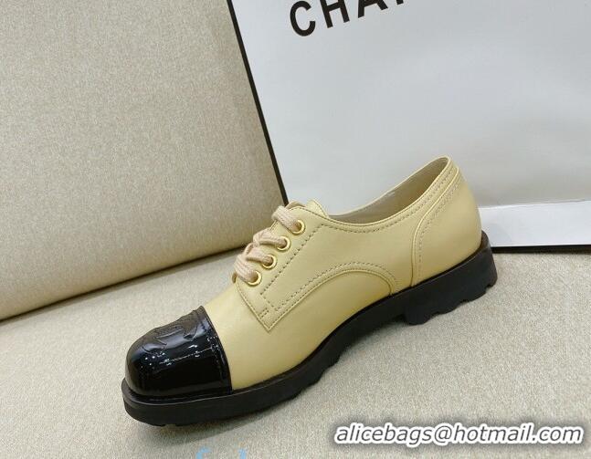 Lowest Cost Chanel Vintage Lambskin Lace-ups Brogue Shoes 02234 Apricot 2020