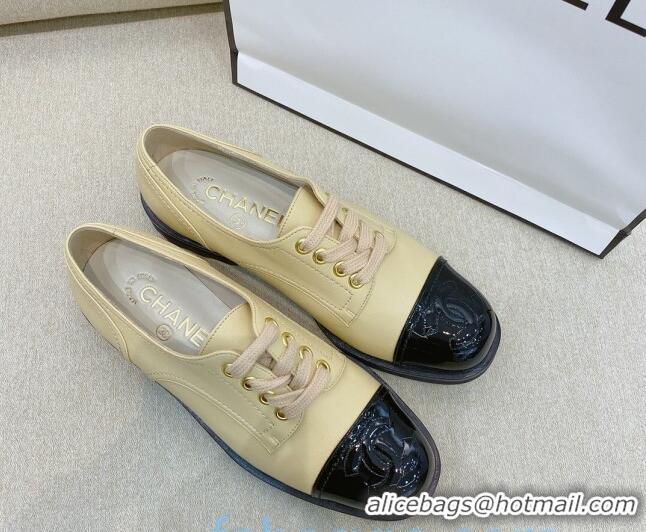 Lowest Cost Chanel Vintage Lambskin Lace-ups Brogue Shoes 02234 Apricot 2020