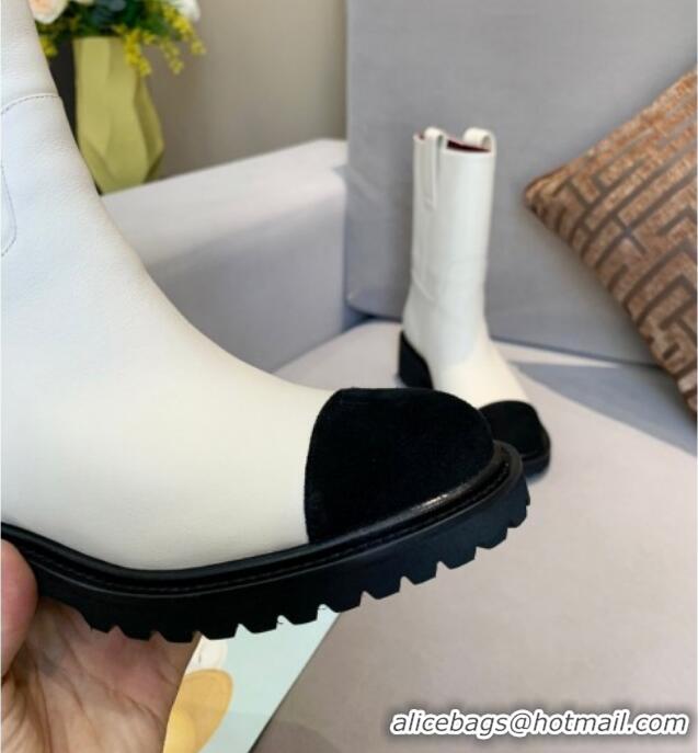 Good Quality Chanel Calfskin Short Ankle Boots with Double Straps G36749 White 2020