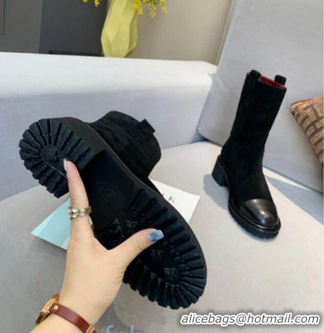 Best Grade Chanel Suede Short Ankle Boots with Double Straps G36749 Black 2020