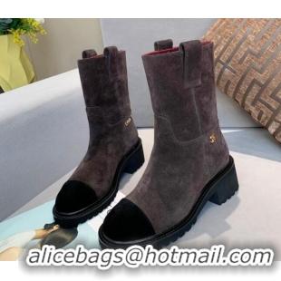 Low Price Chanel Suede Short Ankle Boots with Double Straps G36749 Brown 2020