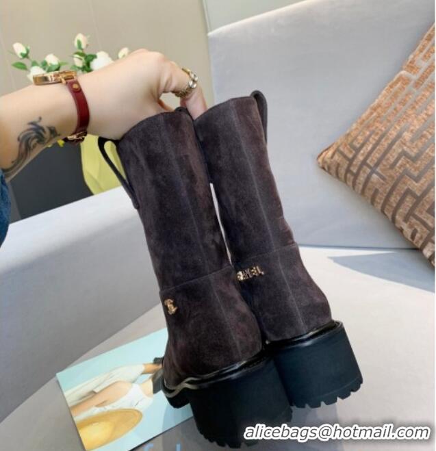 Low Price Chanel Suede Short Ankle Boots with Double Straps G36749 Brown 2020