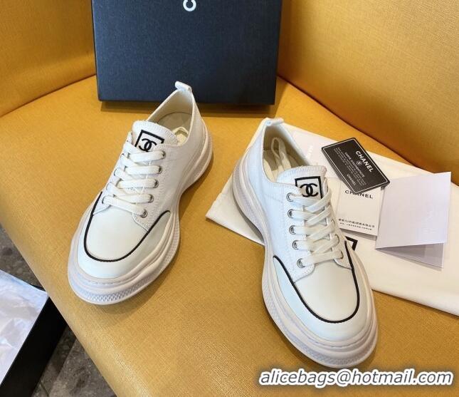 Cute Chanel Vintage Canvas Low-Top Sneakers White 20102301 2020