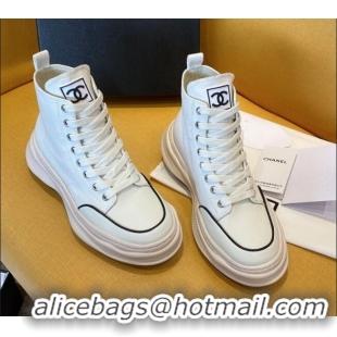 Unique Grade Chanel Vintage Canvas High-Top Sneakers White 20102303 2020