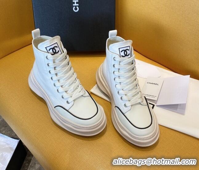 Unique Grade Chanel Vintage Canvas High-Top Sneakers White 20102303 2020