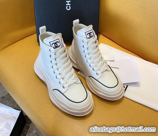 Unique Grade Chanel Vintage Canvas High-Top Sneakers White 20102303 2020