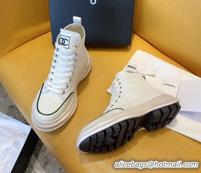 Unique Grade Chanel Vintage Canvas High-Top Sneakers White 20102303 2020