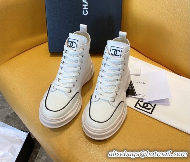 Unique Grade Chanel Vintage Canvas High-Top Sneakers White 20102303 2020