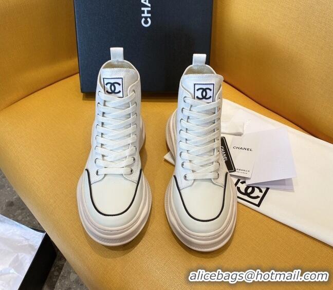 Unique Grade Chanel Vintage Canvas High-Top Sneakers White 20102303 2020