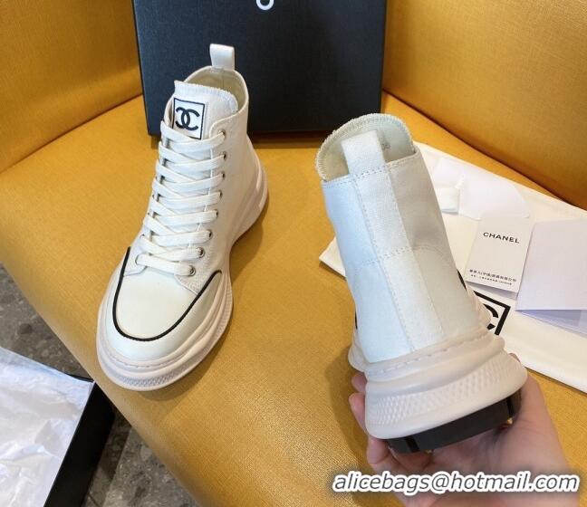 Unique Grade Chanel Vintage Canvas High-Top Sneakers White 20102303 2020