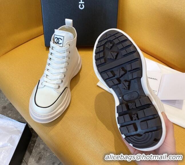 Unique Grade Chanel Vintage Canvas High-Top Sneakers White 20102303 2020