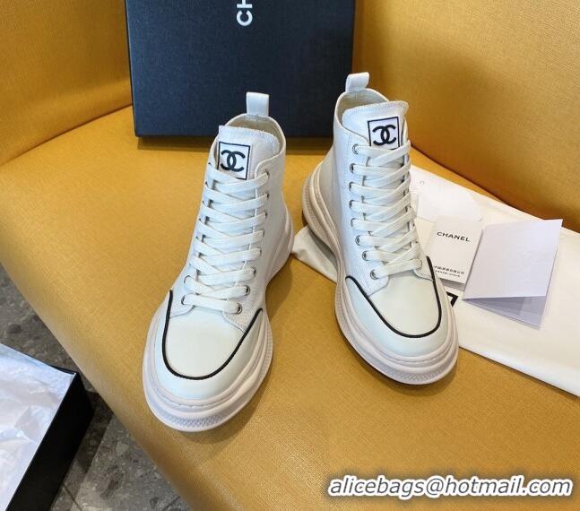 Unique Grade Chanel Vintage Canvas High-Top Sneakers White 20102303 2020