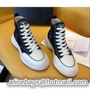 Good Product Chanel Vintage Canvas High-Top Sneakers Black 20102304 2020