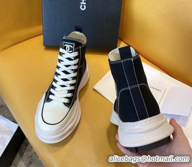 Good Product Chanel Vintage Canvas High-Top Sneakers Black 20102304 2020