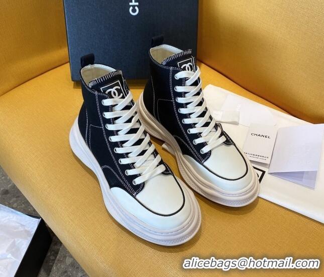 Good Product Chanel Vintage Canvas High-Top Sneakers Black 20102304 2020