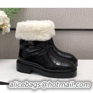 Super Quality Chanel Crinkle Patent Leather Wool Short Boots 20102401 Black 2020