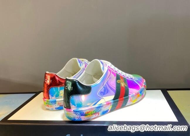 Sumptuous Gucci Ace Patent Leather Sneakers with Luminous Print Sole 102448 Multicolor