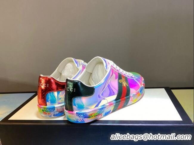 Sumptuous Gucci Ace Patent Leather Sneakers with Luminous Print Sole 102448 Multicolor