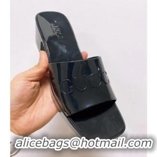 Top Grade Gucci TPU Slide Sandal With 5.5cm Heel 101962 Black 2021