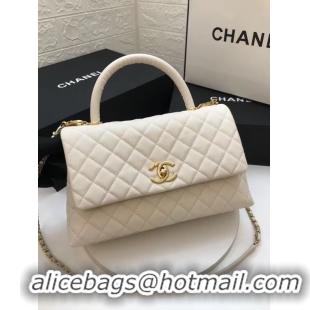 Unique Style Chanel flap bag with top handle A92991 White