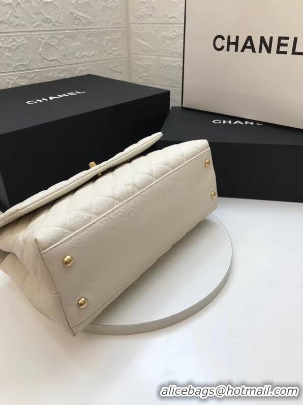 Unique Style Chanel flap bag with top handle A92991 White