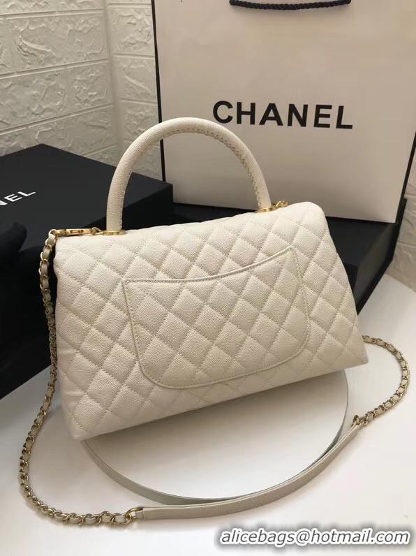 Unique Style Chanel flap bag with top handle A92991 White