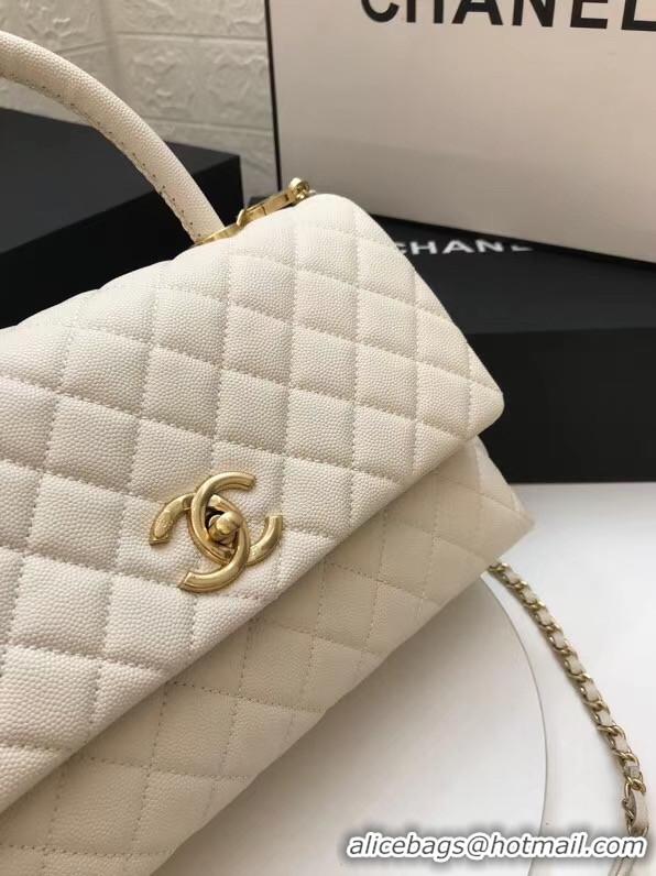 Unique Style Chanel flap bag with top handle A92991 White