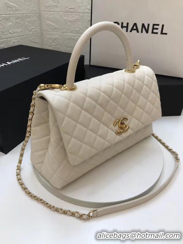 Unique Style Chanel flap bag with top handle A92991 White